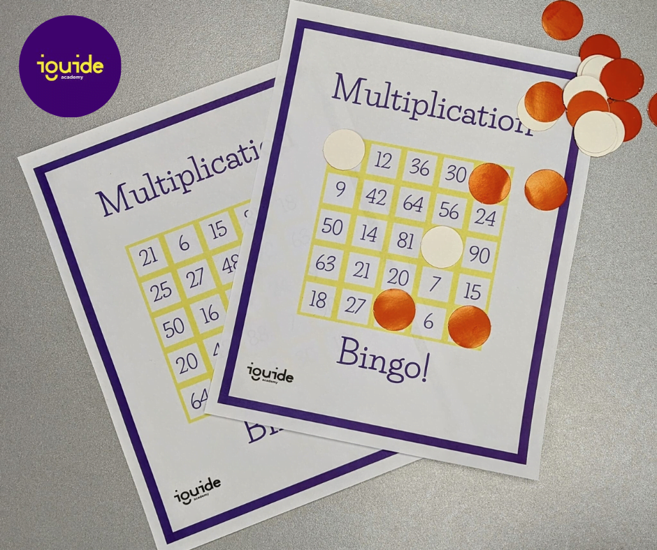 An example of multiplication bingo game to improve math skills