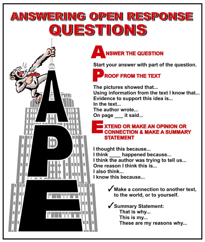 APE chart to answer open response questions.